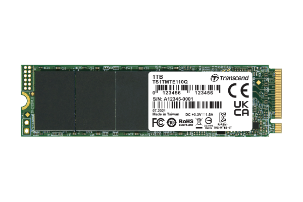 Transcend TS1TMTE110Q 1TB, M.2 2280,PCIe Gen3x4, M-Key, QLC, DRAM-less SSD 