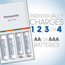 Panasonic  Eneloop K-KJ55MCA4BA Advanced Individual Battery 3 Hour Quick Charger with 4 AA Rechargeable Batteries