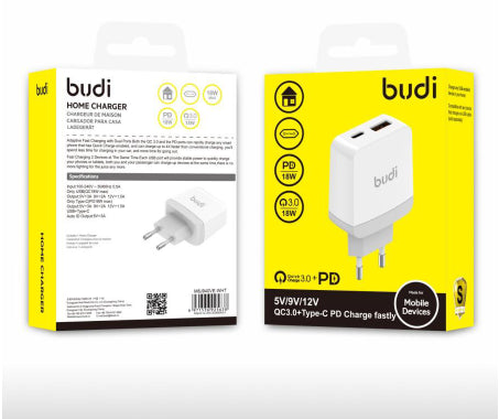 Budi  AC940VU / AC940VE 20W(Pd+Qc) home charger