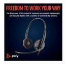 Poly Blackwire 3220 USB-C/A Wired Stereo Headset 8X228AA – Professional UC Headset with Noise-Cancelling Microphone for Office, Call Center, Remote Work, and Business Communication