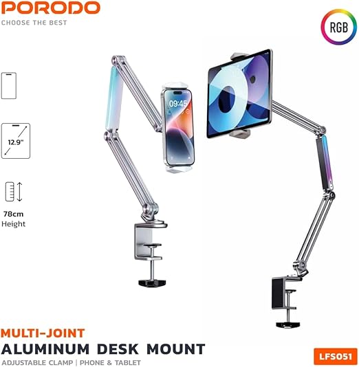 Porodo Adjustable and Foldable Cantilever Bracket with LED