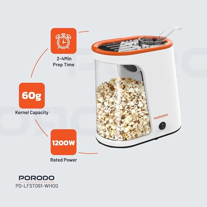 Porodo LFS061 Lifestyle Air-Popped Popcorn Maker