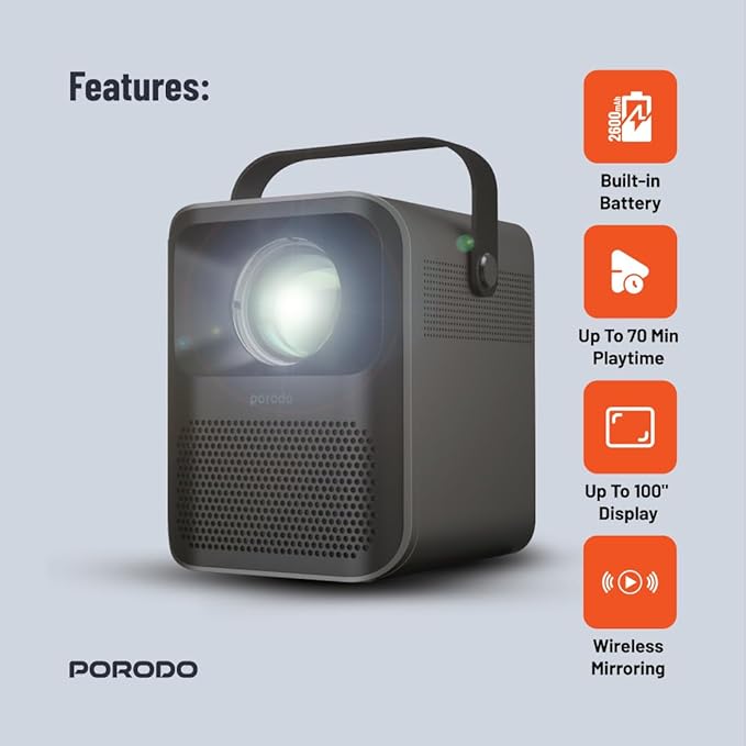 Porodo Lifestyle Full HD Portable Projector