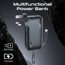 Promate PowerPack-10C 10000mAh Ultra-Compact Fast Charging Power Bank with AC Charger & Built-In USB-C Cable – High Efficiency Portable Charging Solution for Travel, Mobile Devices, and Everyday Use
