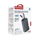 Promate PowerPack-10C 10000mAh Ultra-Compact Fast Charging Power Bank with AC Charger & Built-In USB-C Cable – High Efficiency Portable Charging Solution for Travel, Mobile Devices, and Everyday Use