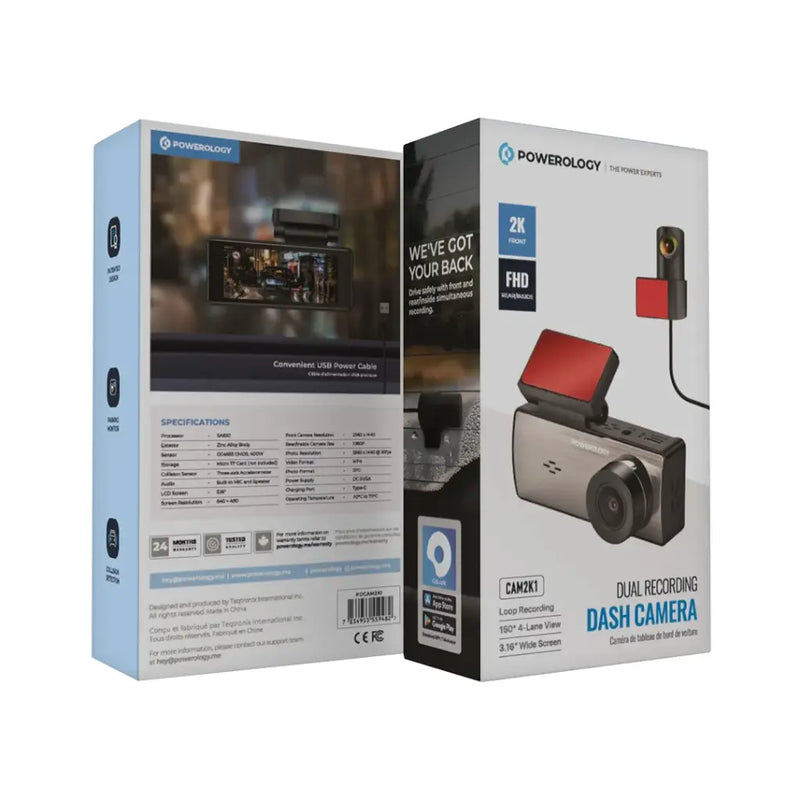  Powerology CAM2K1 Dual Recording Dash Camera