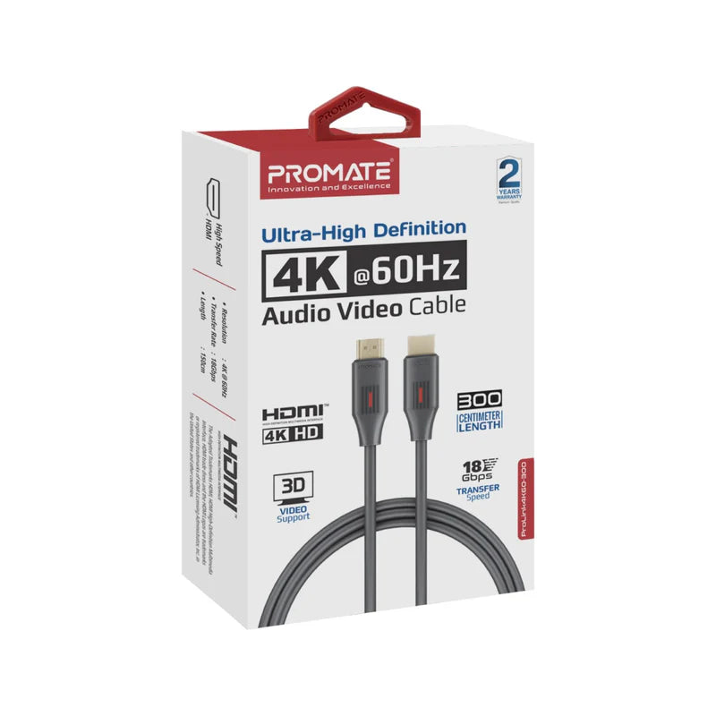 Promate ProLink4K60-300 HDMI Cable with ethernet