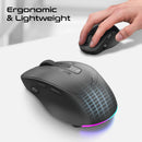 Promate Blix-3M Triple Mode Rechargeable Wireless Mouse – Bluetooth & 2.4GHz Silent Click High Precision Ergonomic Optical Mouse for Office, Home, Laptop, and Professional Use