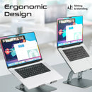 Promate DESKMATE‑7 Ergonomic Multi‑Level Aluminum Laptop Stand – Heavy Duty Adjustable Laptop Riser for Office, Home, and Professional Workstations