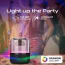 Promate Glitz‑L 10W HD LumiSound® 360° Surround Sound Speaker with LED Light Show and TWS – Premium Portable Wireless Audio System for Events, Parties, Home Entertainment, and Professional Use