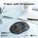 Promate KEN Dual Mode Wireless Optical Mouse – Bluetooth & 2.4GHz Ergonomic High Precision Optical Mouse for Office, Home, Laptop, and Professional Use
