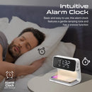 Promate LUMIX-15W 15W LED Alarm Clock with Wireless Charger – Multifunction LED Clock with Fast Wireless Charging for Bedroom, Office, and Professional Workspaces