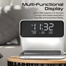 Promate LUMIX-15W 15W LED Alarm Clock with Wireless Charger – Multifunction LED Clock with Fast Wireless Charging for Bedroom, Office, and Professional Workspaces