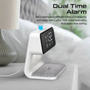 Promate LUMIX-15W 15W LED Alarm Clock with Wireless Charger – Multifunction LED Clock with Fast Wireless Charging for Bedroom, Office, and Professional Workspaces