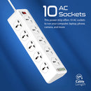 Promate POWERMATRIX‑3M 10‑Port Power Strip – Heavy Duty Multi‑Outlet Power Strip with 3 m Cable for Office, Home, Workshop, and Professional Power Distribution
