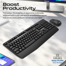 Promate ProCombo-14 Ergonomic Wireless Keyboard – Full Size Comfortable Typing Keyboard for Office, Home, and Professional Productivity Use