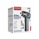 Promate PROTOOLS‑31G 36‑Piece Wireless Electric Screwdriver Kit – Heavy Duty Professional Power Screwdriver Set for Electronics, Automotive, Workshop, and Home Maintenance