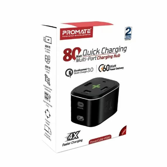 Promate 80W Quick Charging Multi-Port Charging Station (PowerCube-PD80)