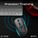Promate Samo Dual Mode Rechargeable Wireless Mouse – Bluetooth & 2.4GHz Ergonomic High Precision Rechargeable Optical Mouse for Office, Home, Laptop, and Professional Use