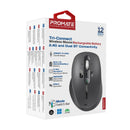 Promate Samo Tri Tri-Connect Wireless Mouse Rechargeable Battery 2.4GHz Dual Bluetooth – Ergonomic High Precision Multi-Device Optical Mouse for Office, Home, Laptop, and Professional Use