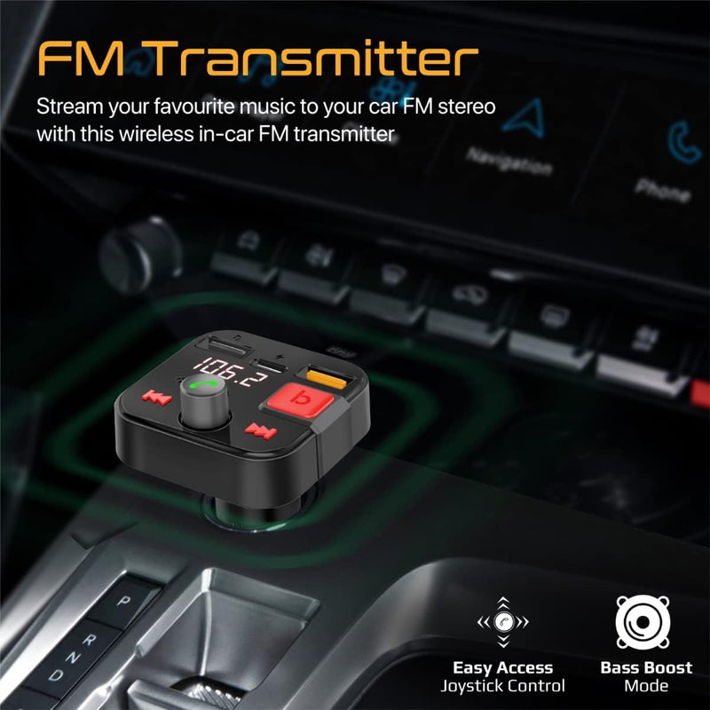 Promate PowerTune-30W FM Transmitter Kit with Handsfree & Quick Charge 3.0