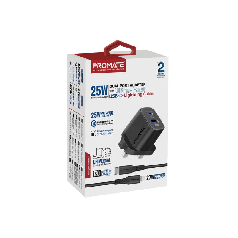 Promate CHARGEKIT-25PD 25W Power Delivery USB-C Wall Charger