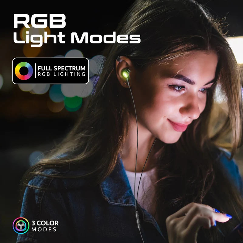 Promate LumiBuds-C LumiSound Transparent Stereo USB-C Wired RGB Earphones