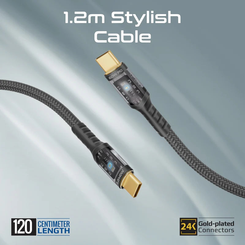 Promate PowerPort-25CC 25W Dual Port Adapter Combo with 60W Fast Charging USB-C Cable