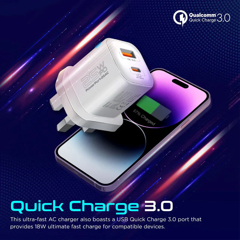 Promate Powerport-25AC 25W Power Delivery USB-C Wall Charger