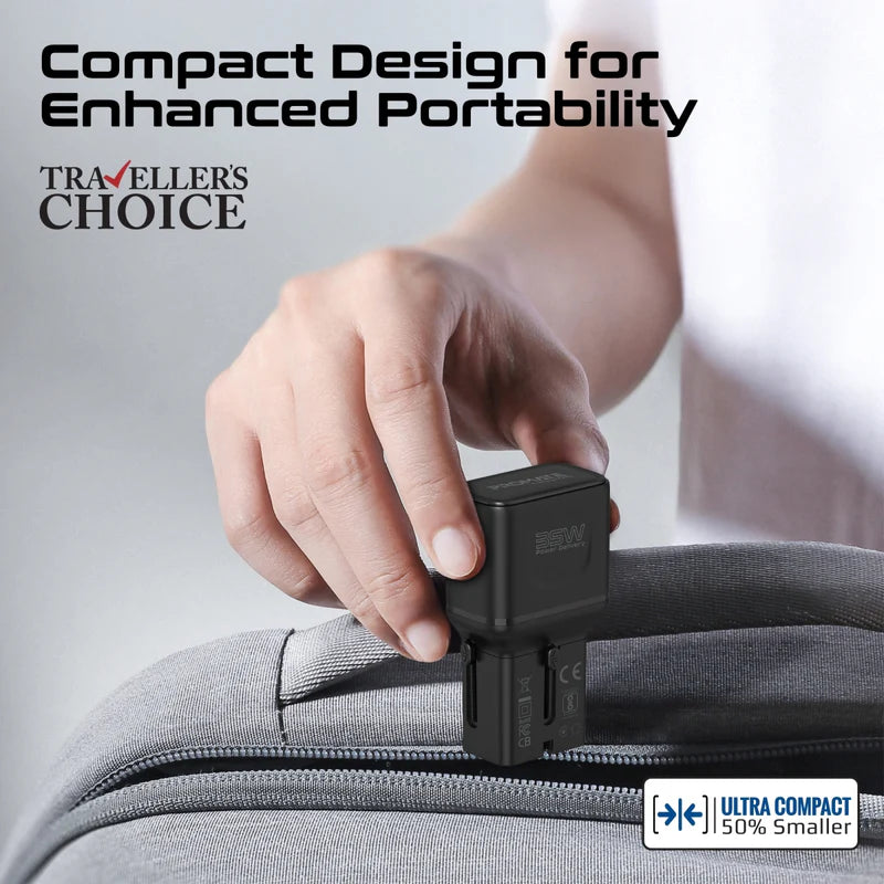 Promate TriPlug-PD35 35W Power Delivery Multi-Port Travel Adapter