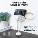 Promate VersaSocket Multi-Function AC Socket Charger with Built-In 20W PD USB-C Cable