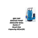 Premier QDX3HP Sewage Pump – Heavy Duty Submersible Wastewater Pump for Home & Industrial Use