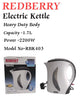 Redberry RBK403 1.7L Commercial Electric Kettle – Fast Boiling, Durable Stainless Steel, Easy Pour, Perfect for Home, Office & Commercial Use