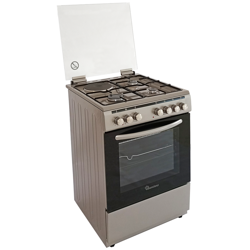 Ramtons RC/606 3G+1E 60x60 Silver Cooker – Gas &amp; Electric Oven, Durable &amp; Stylish Kitchen Appliance