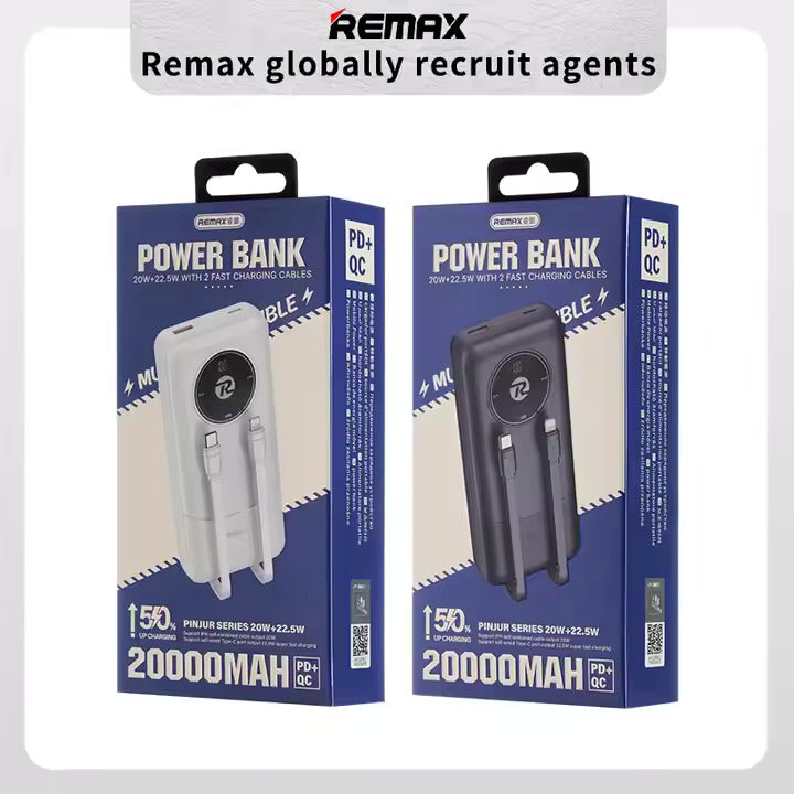Remax RPP-38 20000mah Built In Cable 20W, 22.5W Fast Charging Power Bank 20W 22.5W
