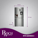 Roch RFR-525IWD4-I 4 Door 434L Refrigerator with Water Dispenser – Spacious, Energy Efficient, Frost-Free, Perfect for Homes