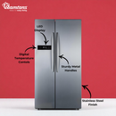Ramtons RF/265 527L Side-by-Side LED No Frost Fridge – Spacious Storage, Energy Efficient, Frost-Free Technology, Ideal for Home & Office Kitchens