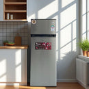 Ramtons RF/345 204L Double Door Direct Cool Fridge Stainless Steel – Spacious Storage, Energy-Efficient Cooling, Durable Design, Ideal for Home