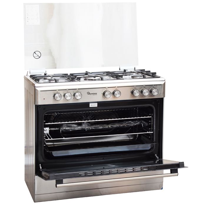 Ramtons RF/499 5-Burner Gas Cooker 90x60cm – Silver Inox, Electric Oven & Grill