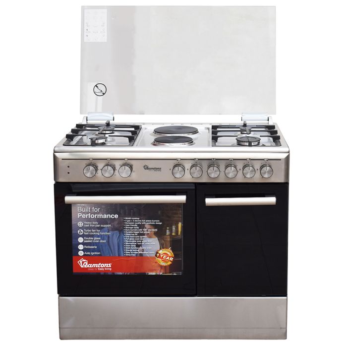 Ramtons RF/499 5-Burner Gas Cooker 90x60cm – Silver Inox, Electric Oven & Grill