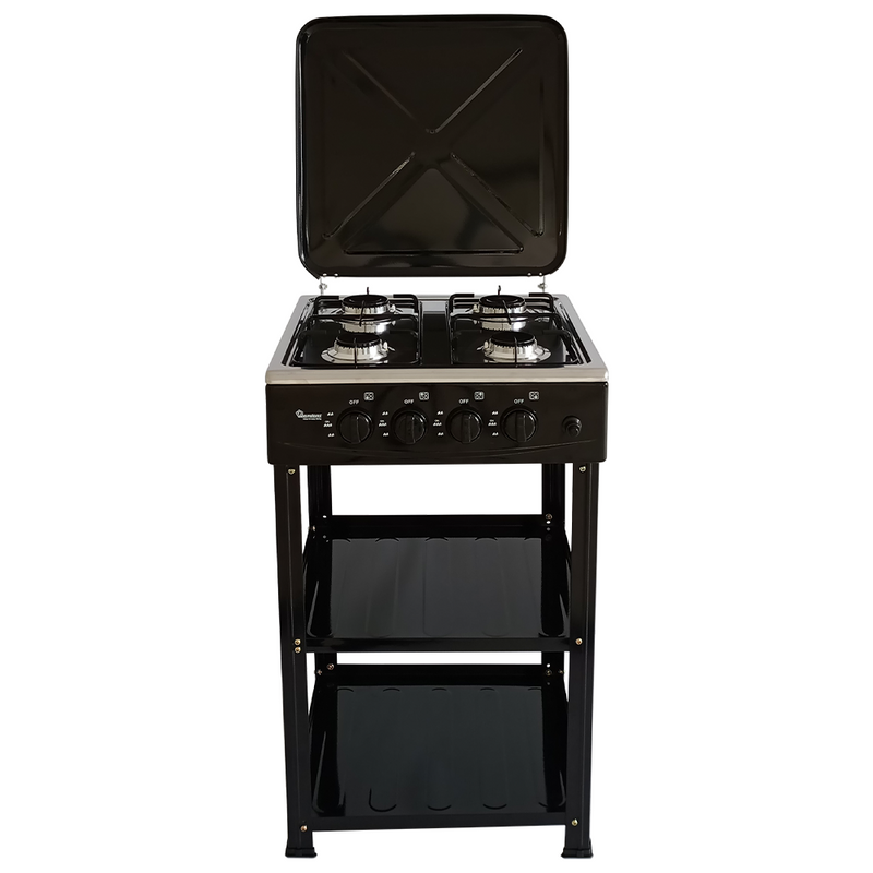 Ramtons RG/547 Gas Cooker – 4 Gas Burners with Electric Oven &amp; Grill, Auto Ignition, and Sleek Stainless Steel Design