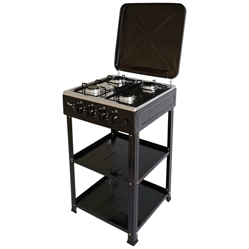 Ramtons RG/547 Gas Cooker – 4 Gas Burners with Electric Oven &amp; Grill, Auto Ignition, and Sleek Stainless Steel Design