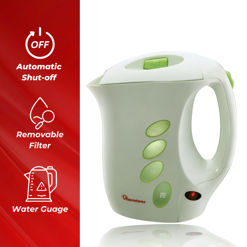 Ramtons RM115 1.8L Corded Electric Kettle – Fast Boil, Auto Shut-Off & Energy Efficient Design