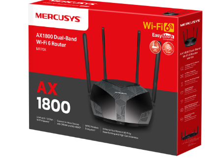 MERCUSYS MR70X AX1800 Dual-Band WiFi 6 Router – High-Speed Gigabit Wireless Router for Home &amp; Office