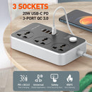 Ldnio SC3412 Power Strip With 3 Ways Power Socket, 4 USB Port 38W, Fast Charging USB-C, 2500 Watt Extension Socket