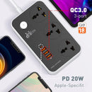 Ldnio SC3412 Power Strip With 3 Ways Power Socket, 4 USB Port 38W, Fast Charging USB-C, 2500 Watt Extension Socket