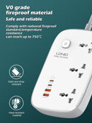 LDNIO SC3416 Universal Socket with 3 AC Outlets, Single Switch Control Extension with 4 USB 3250W Power Strip with 2M Cable