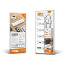LDNIO SC4408 2500W 4 Sockets with Independent Switch 3.4A 4 USB Port Multifunction Power Surge Protector Extension Cable