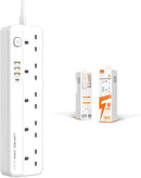 LDNIO SC5415 Universal Fast Charging Power Strip Extension with 5 Ac Outlets & 4USB Charging Ports, 2m Cable PD 2500W Power Socket with Surge Protectors