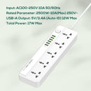 LDNIO SC5614 2500W Power Strip Extension Cable with 5 AC sockets, 6x USB Ports